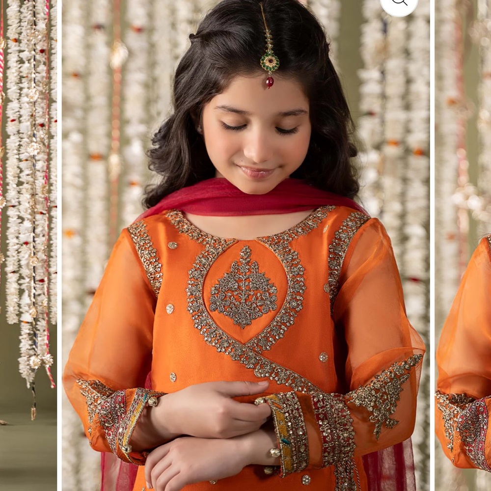 Maria B Orange Embroidered Dress size 10-12